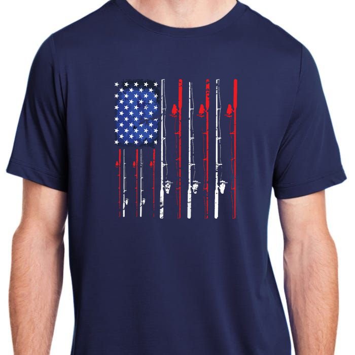 American Flag Fishing Rod Fishing Lover Adult ChromaSoft Performance T-Shirt