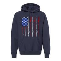 American Flag Fishing Rod Fishing Lover Premium Hoodie