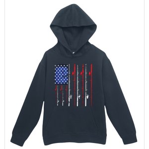 American Flag Fishing Rod Fishing Lover Urban Pullover Hoodie