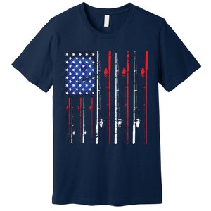 American Flag Fishing Rod Fishing Lover Premium T-Shirt