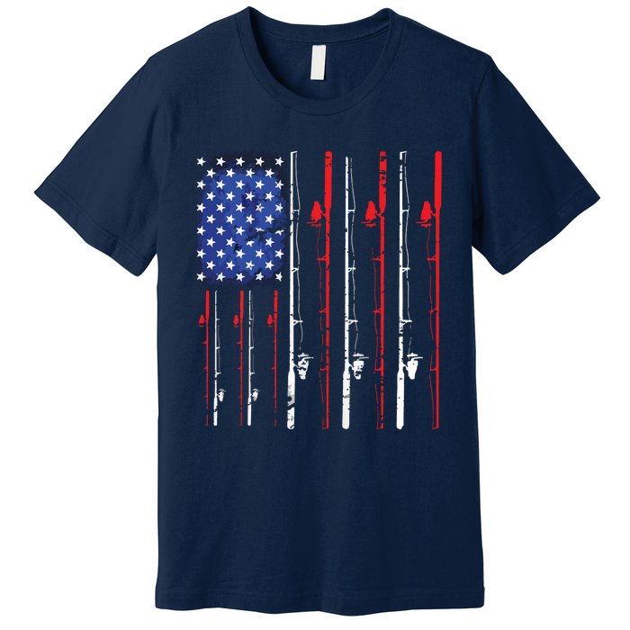 American Flag Fishing Rod Fishing Lover Premium T-Shirt