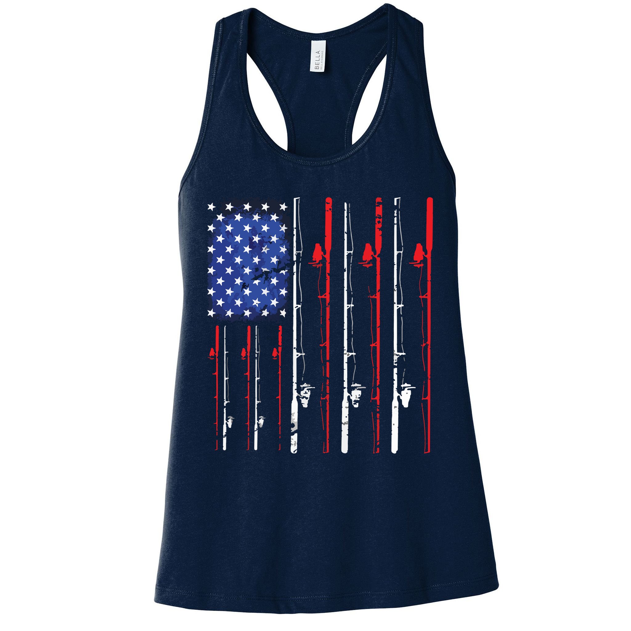 American Flag Fishing Rod Fishing Lover Womens Tank Top