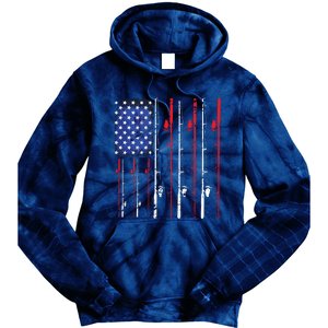 American Flag Fishing Rod Fishing Lover Tie Dye Hoodie