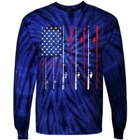 American Flag Fishing Rod Fishing Lover Tie-Dye Long Sleeve Shirt