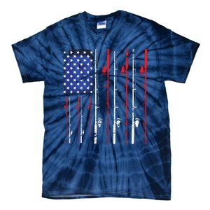 American Flag Fishing Rod Fishing Lover Tie-Dye T-Shirt