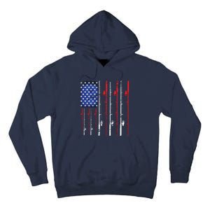 American Flag Fishing Rod Fishing Lover Tall Hoodie