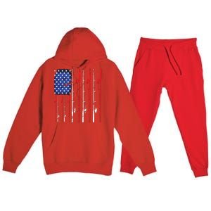 American Flag Fishing Rod Fishing Lover Premium Hooded Sweatsuit Set