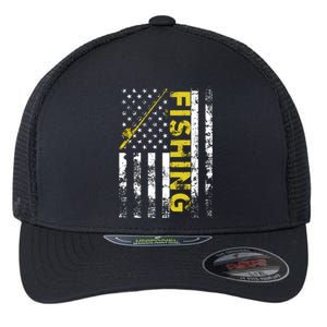 American Flag Fishing Rod Usa Patriotic Funny Gift Flexfit Unipanel Trucker Cap