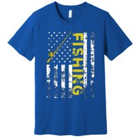 American Flag Fishing Rod Usa Patriotic Funny Gift Premium T-Shirt