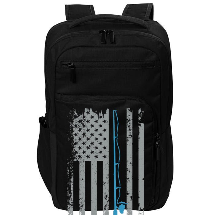 American Flag Fishing Vintage Fisherman Impact Tech Backpack