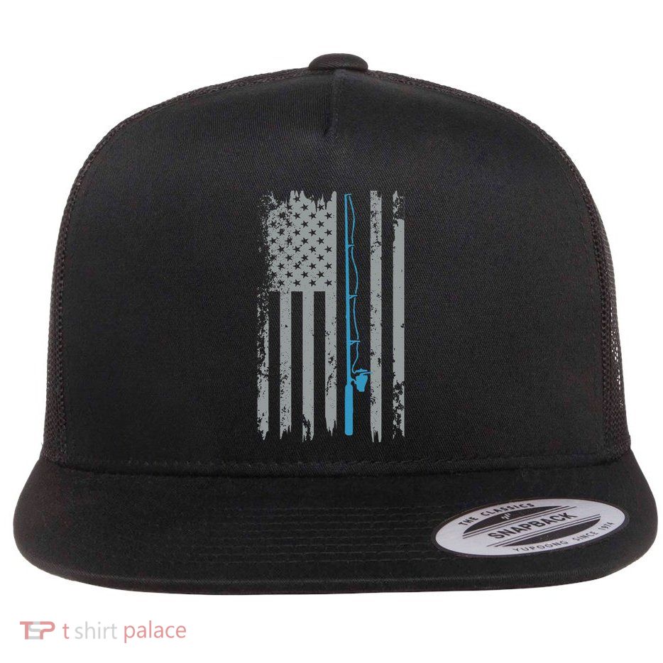 American Flag Fishing Vintage Fisherman Flatbill Hat