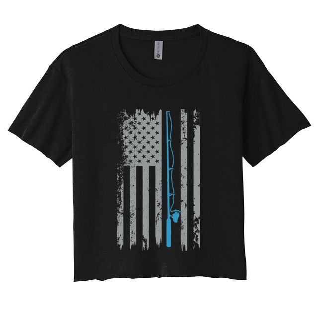 American Flag Fishing Vintage Fisherman Crop Top