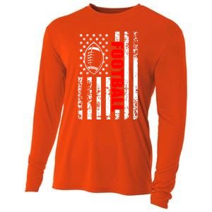 American Flag Football Patriotic Football Gift Cooling Performance Long Sleeve Crew