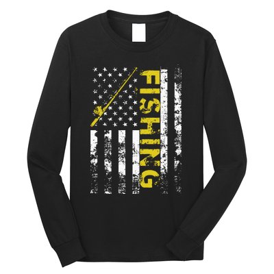 American Flag Fishing Rod USA Patriotic Long Sleeve Shirt