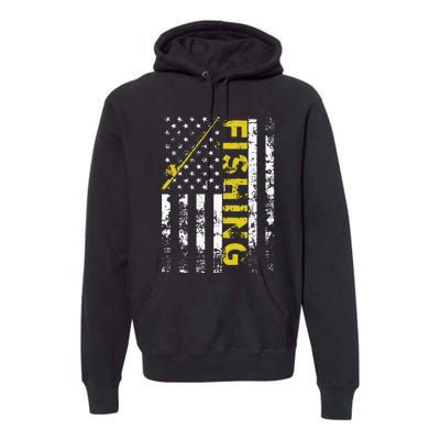 American Flag Fishing Rod USA Patriotic Premium Hoodie