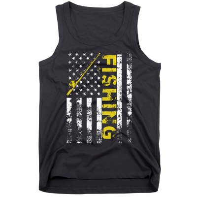 American Flag Fishing Rod USA Patriotic Tank Top