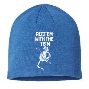 Autism Frog Funny Rizz Em With The Tism Meme Autistic Frog Gift Sustainable Beanie