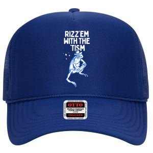 Autism Frog Funny Rizz Em With The Tism Meme Autistic Frog Gift High Crown Mesh Back Trucker Hat