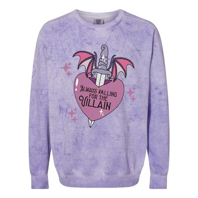 Always Falling For The Villain Funny Design Colorblast Crewneck Sweatshirt