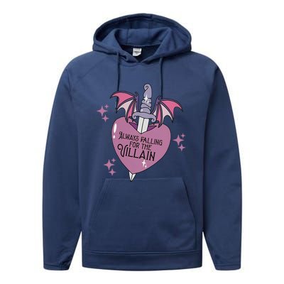 Always Falling For The Villain Funny Design Performance Fleece Hoodie