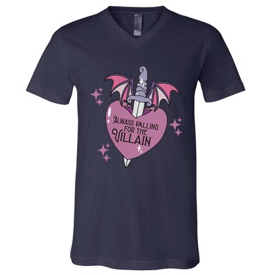 Always Falling For The Villain Funny Design V-Neck T-Shirt