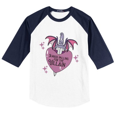 Always Falling For The Villain Funny Design Baseball Sleeve Shirt