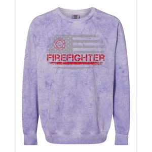 American Flag Firefighter For Fireman Patriotic Fire Fighter Colorblast Crewneck Sweatshirt