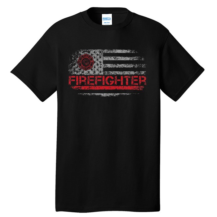 American Flag Firefighter For Fireman Patriotic Fire Fighter Tall T-Shirt