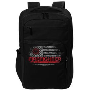 American Flag Firefighter For Fireman Patriotic Fire Fighter Impact Tech Backpack