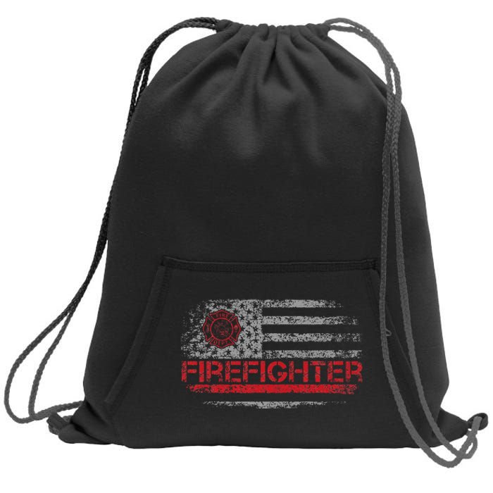 American Flag Firefighter For Fireman Patriotic Fire Fighter Sweatshirt Cinch Pack Bag