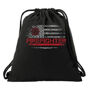 American Flag Firefighter For Fireman Patriotic Fire Fighter Drawstring Bag