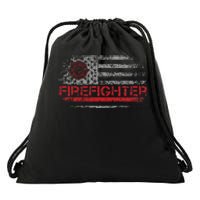 American Flag Firefighter For Fireman Patriotic Fire Fighter Drawstring Bag