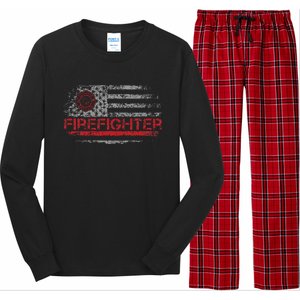 American Flag Firefighter For Fireman Patriotic Fire Fighter Long Sleeve Pajama Set