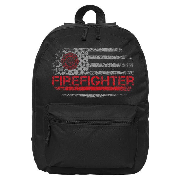 American Flag Firefighter For Fireman Patriotic Fire Fighter 16 in Basic Backpack