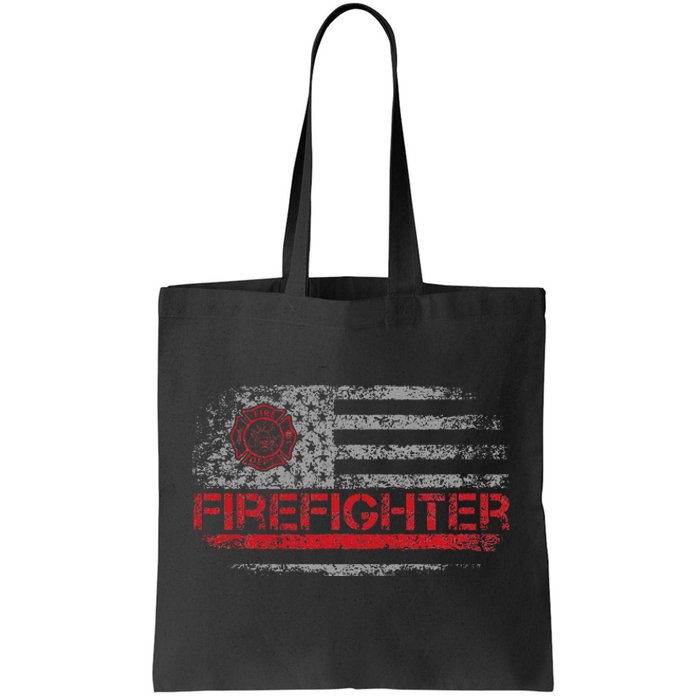 American Flag Firefighter For Fireman Patriotic Fire Fighter Tote Bag