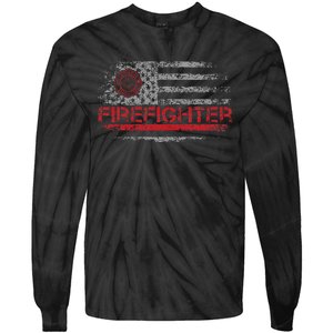 American Flag Firefighter For Fireman Patriotic Fire Fighter Tie-Dye Long Sleeve Shirt