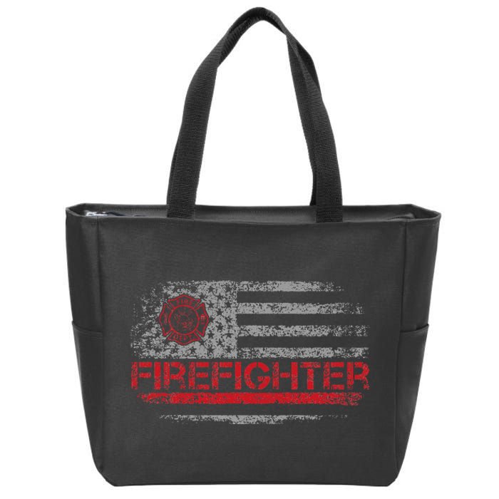 American Flag Firefighter For Fireman Patriotic Fire Fighter Zip Tote Bag