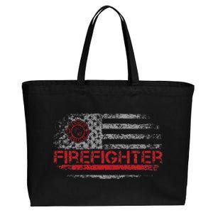 American Flag Firefighter For Fireman Patriotic Fire Fighter Cotton Canvas Jumbo Tote