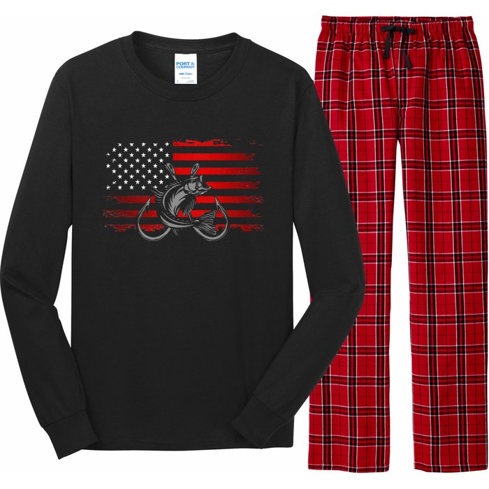 American Flag Fishing Long Sleeve Pajama Set