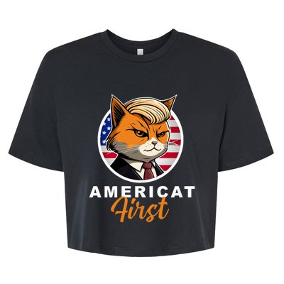 Americat First Funny Patriotic America Cat President Outfit Bella+Canvas Jersey Crop Tee