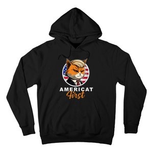 Americat First Funny Patriotic America Cat President Outfit Hoodie