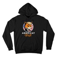 Americat First Funny Patriotic America Cat President Outfit Hoodie