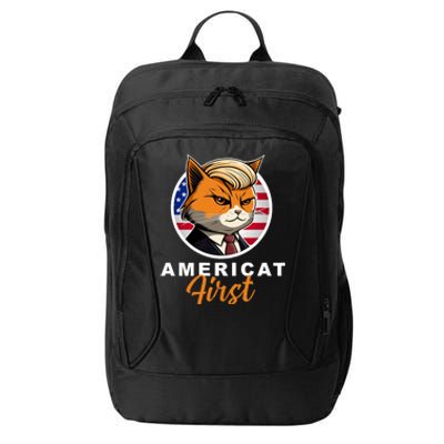 Americat First Funny Patriotic America Cat President Outfit City Backpack