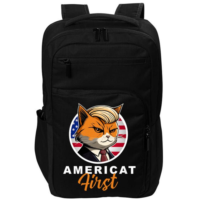 Americat First Funny Patriotic America Cat President Outfit Impact Tech Backpack