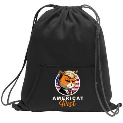 Americat First Funny Patriotic America Cat President Outfit Sweatshirt Cinch Pack Bag