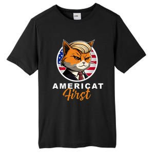 Americat First Funny Patriotic America Cat President Outfit Tall Fusion ChromaSoft Performance T-Shirt