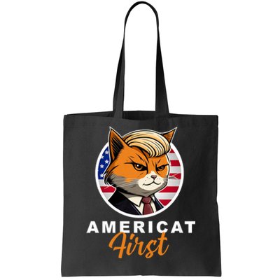 Americat First Funny Patriotic America Cat President Outfit Tote Bag