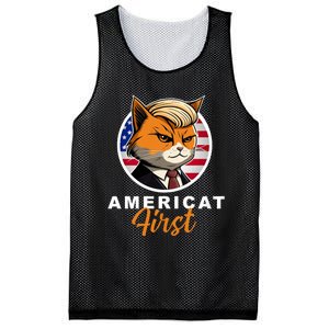 Americat First Funny Patriotic America Cat President Outfit Mesh Reversible Basketball Jersey Tank