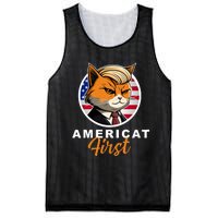 Americat First Funny Patriotic America Cat President Outfit Mesh Reversible Basketball Jersey Tank