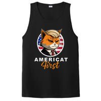 Americat First Funny Patriotic America Cat President Outfit PosiCharge Competitor Tank